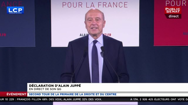 Alain Juppé: J'apporte dès ce soir mon soutien à François Fillon.