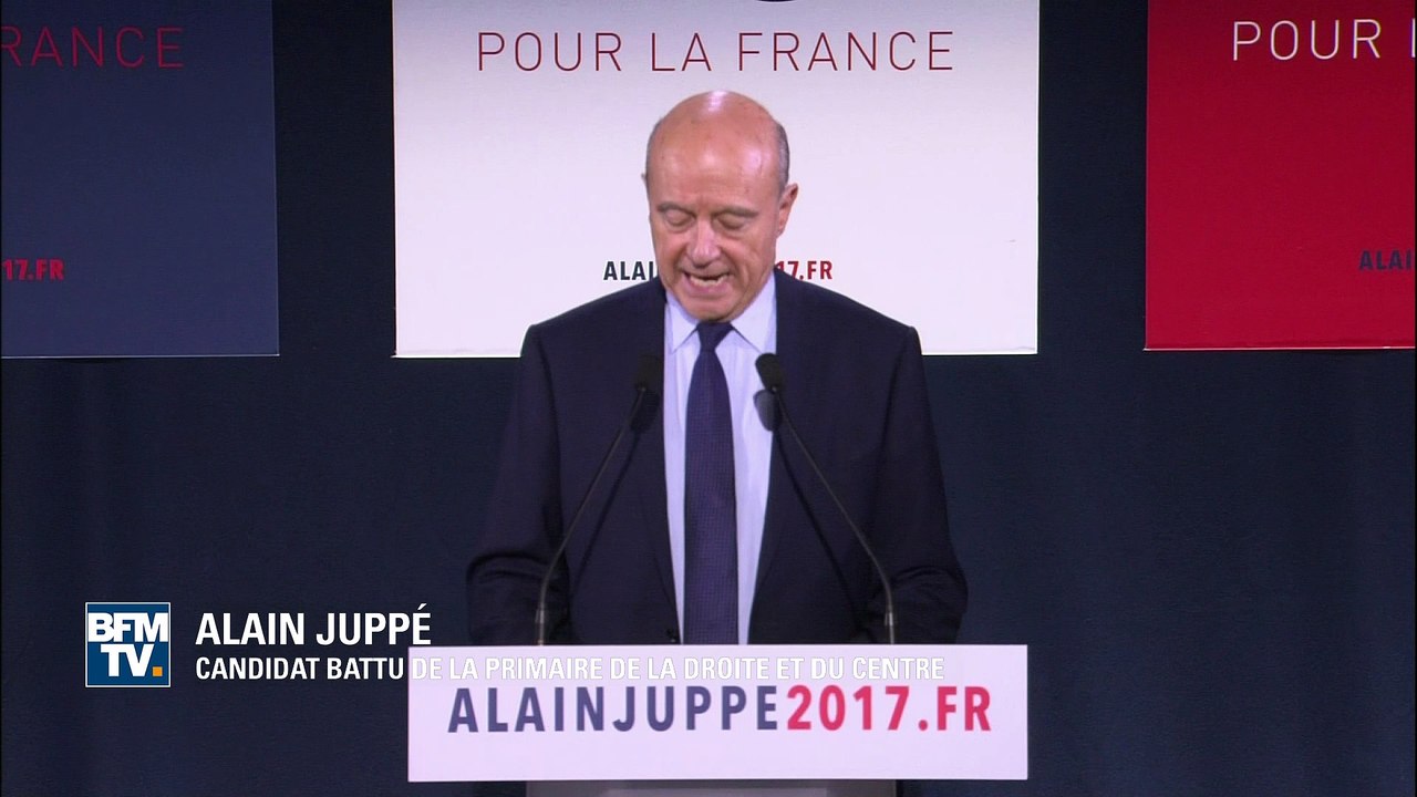 Primaire à droite: Alain Juppé "félicite François Fillon pour sa large victoire"