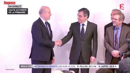Alain Juppé et François Fillon : première poignée de main après les résultats