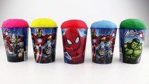 Captain America Civil War Learn Colors with Play Doh Cups - Captain America Iron Man Spiderman