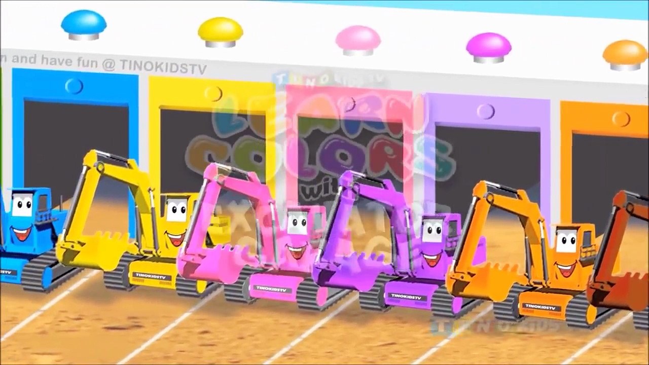 Learn Colors with Excavator for Kids & Color Garage Animation Videos for Children#TinokidsTV