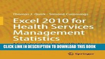 [READ] Mobi Excel 2010 for Health Services Management Statistics: A Guide to Solving Practical