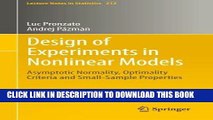 [READ] Kindle Design of Experiments in Nonlinear Models: Asymptotic Normality, Optimality Criteria