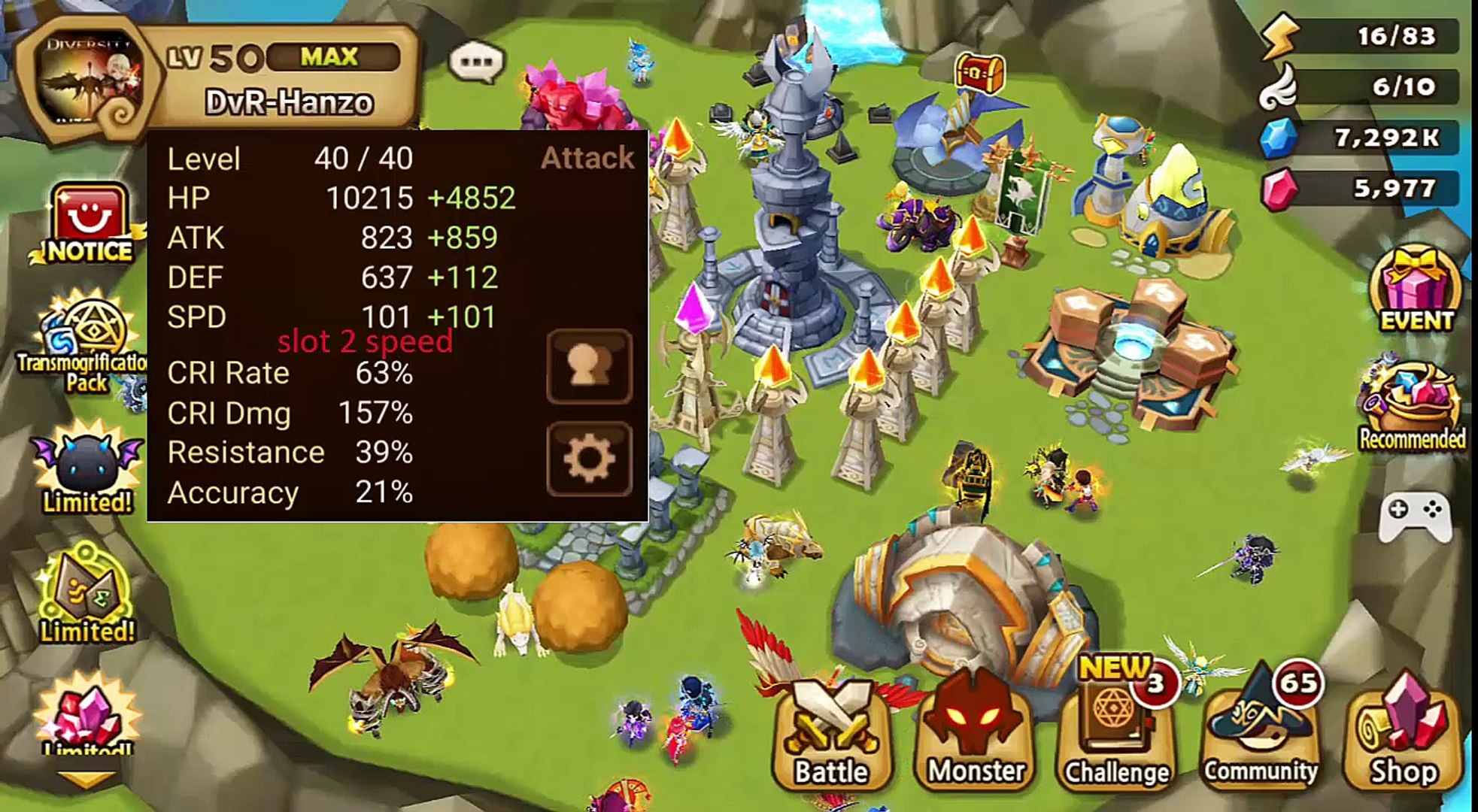 ⁣Summoners War Fire Homonculus Damage Testing Speed VS Atk