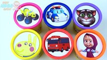The Little Bus Tayo Сups Stacking Play Doh Clay Talking Tom Peppa Pig Masha Learn Colors for Kids