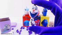 DIY Cubeez Finding Dory Nemo Bruce Play Doh Dippin Dots Surprise Eggs Learn Colors!review