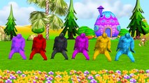 Colours Gorilla Cartoons For Children | Rainbow Colors Gorilla Finger Family Nursery Rhymes