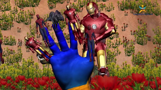 Spider Man Dinosaur Iron Man Finger family 3d rhyme | Animated Nursery Children Finger Family song