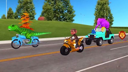 Police Gorilla & Dinosaurs Cartoon Short Film For Children | Lion TIger & More Animals Finger Family
