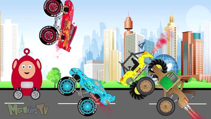 Lightning mcqueen Dinoco Mater And Spongebob Monster Truck Get In Transport Truck - Video For Kids