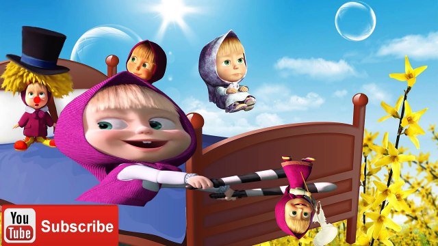 Five Little Mashas Jumping on the Bed | Five little monkeys jumping on the bed