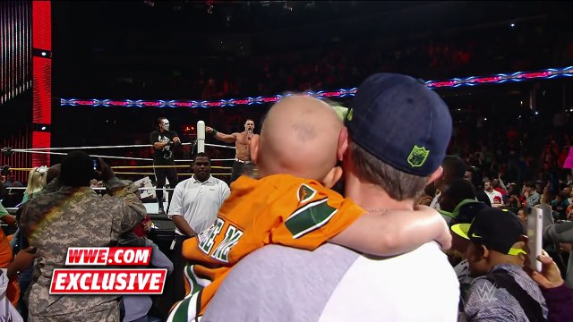 Seven-year-old cancer survivor Kiara Grindrod meets John Cena and Sting: WWE Raw, Sept. 14, 2015