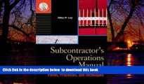Best Price Sidney M. Levy Subcontractor s Operations Manual : Forms, Processes, and Techniques