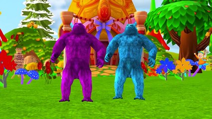 Crazy Gorilla Dinosaurs Banana Car | King Kong Vs Dinosaurs Movie | Gorilla Finger Family Rhymes