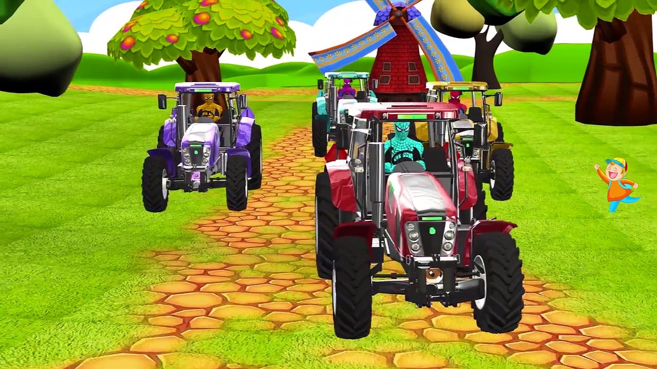 Spiderman Sits On Cow SpiderGirl Hulk Dinosaurs Frozen Elsa Gorilla Finger Family Nursery Rhymes