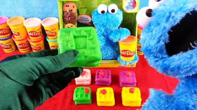 Sesame Street Cookie Monster Eats Play-Doh Waffle Surprise Eggs