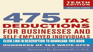 [READ] Kindle 475 Tax Deductions for Businesses and Self-Employed Individuals: An A-to-Z Guide to