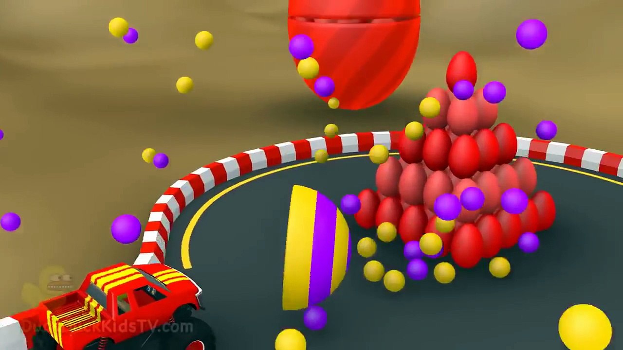DuckDuckKidsTV || Learn Colors with Monster Trucks for Children Kids Surprise Eggs 3D Toys Color Bal
