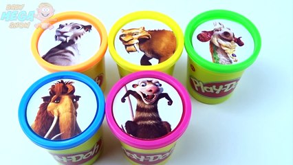 Cups Stacking Surprise Toys Play Doh Clay Ice Age Rainbow Learn Colors for Children