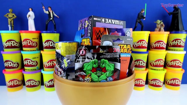 GIANT R2-D2 Surprise Egg Play Doh - Star Wars Toys Transformers Minecraft WWE Marvel