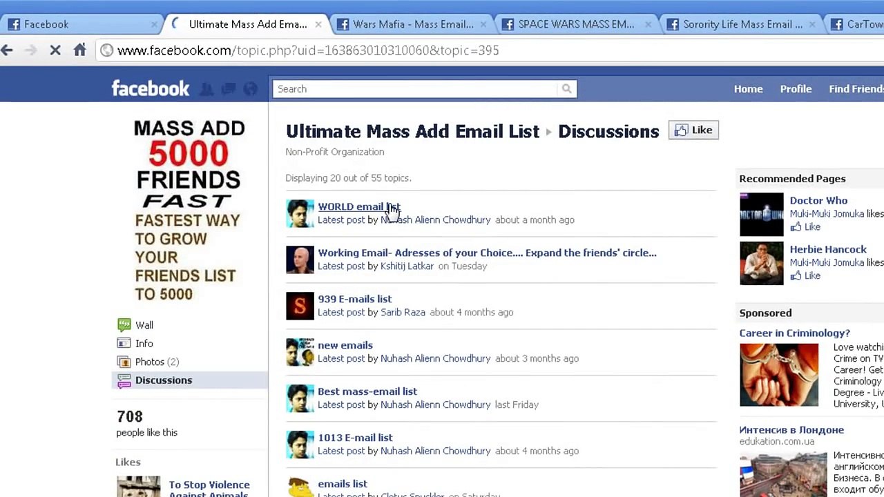 Extract 1.1 million email addresses from Facebook in 40 minutes!