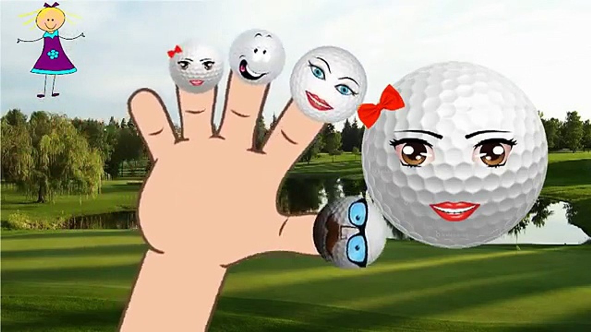 ⁣GOLF BALL 2D Cartoon Finger Family Rhymes For Children | 2D Cartoon Songs for Children