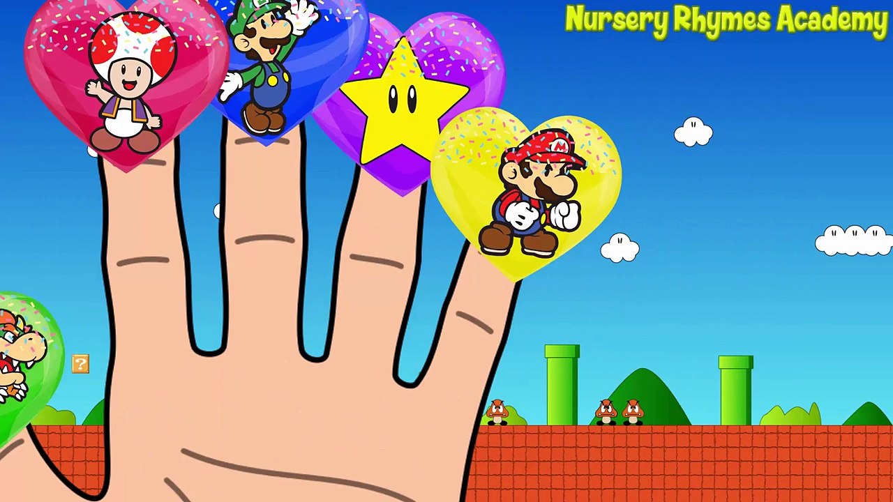 Super Mario Heart Lollipops Finger Family - Super Mario Bros Family Finger Family Songs