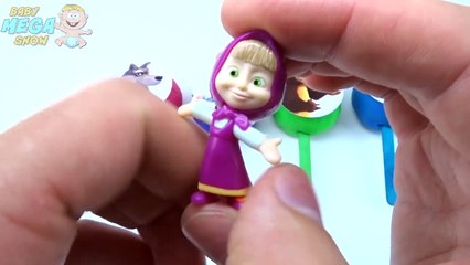 Play Doh Lollipop Smiley Face Masha and The Bear Toys Collection Learn Colours in English