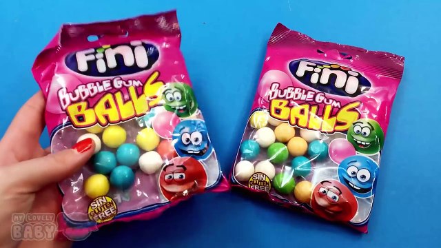 Chewing Gum Balls Opening and Learn Colors with Bubble Gum Balls Candy for Kids