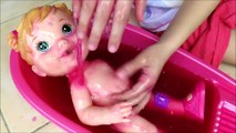 Baby doll slime bath baby alive boo boo pink Slime Baff goo bathing playing