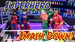Superhero Wrestling Match Batman Superman and Spiderman Fighting Team Flash on the WWE Crash Cage