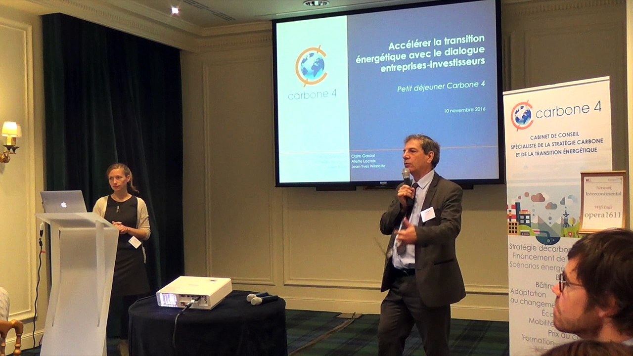 "Accélérer la transition énergétique avec dialogue entreprises-investisseurs": Introduction d'Alain Grandjean Carbone 4