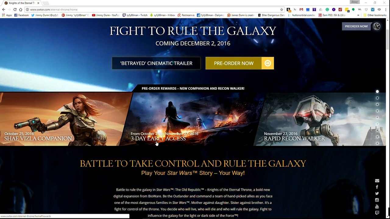 Star Wars The Old Republic- Knights of the Eternal Throne-Countdown to Fri, Dec. 2, 2016