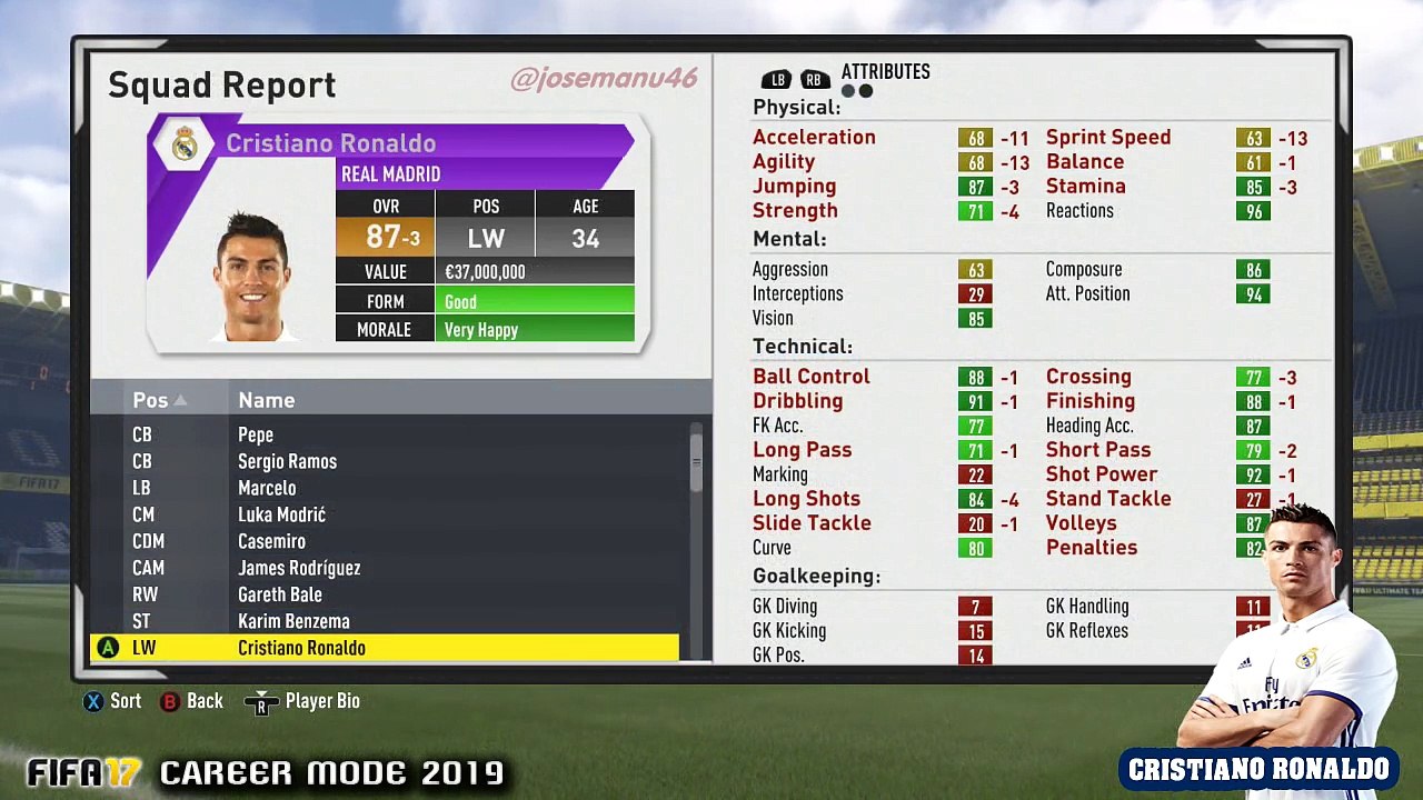 FIFA 17 vs FIFA 16 - CRISTIANO RONALDO CAREER MODE COMPARISON