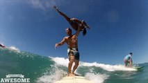 Incredible tandem surfing tricks! PEOPLE ARE AWESOME 2016 HD