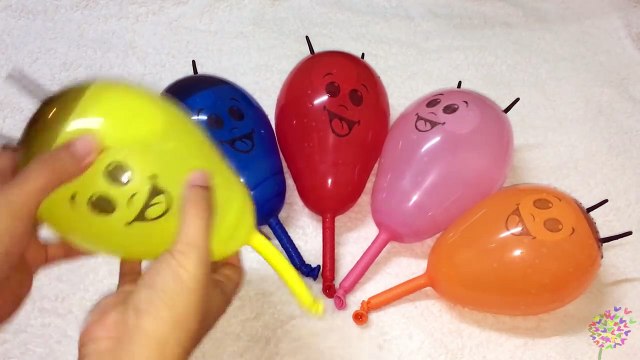 5 Wet Balloons Popping Show - Learning Colors With Baby Worm Water Balloons