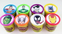 Learn Colors with Marvel and Justice League Superheroes Play Doh Surprise Cups Spiderman, Batman