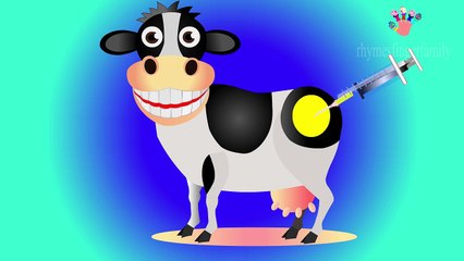 Little cow baby is sick Doctor Syringe injection learn colors for nursery children