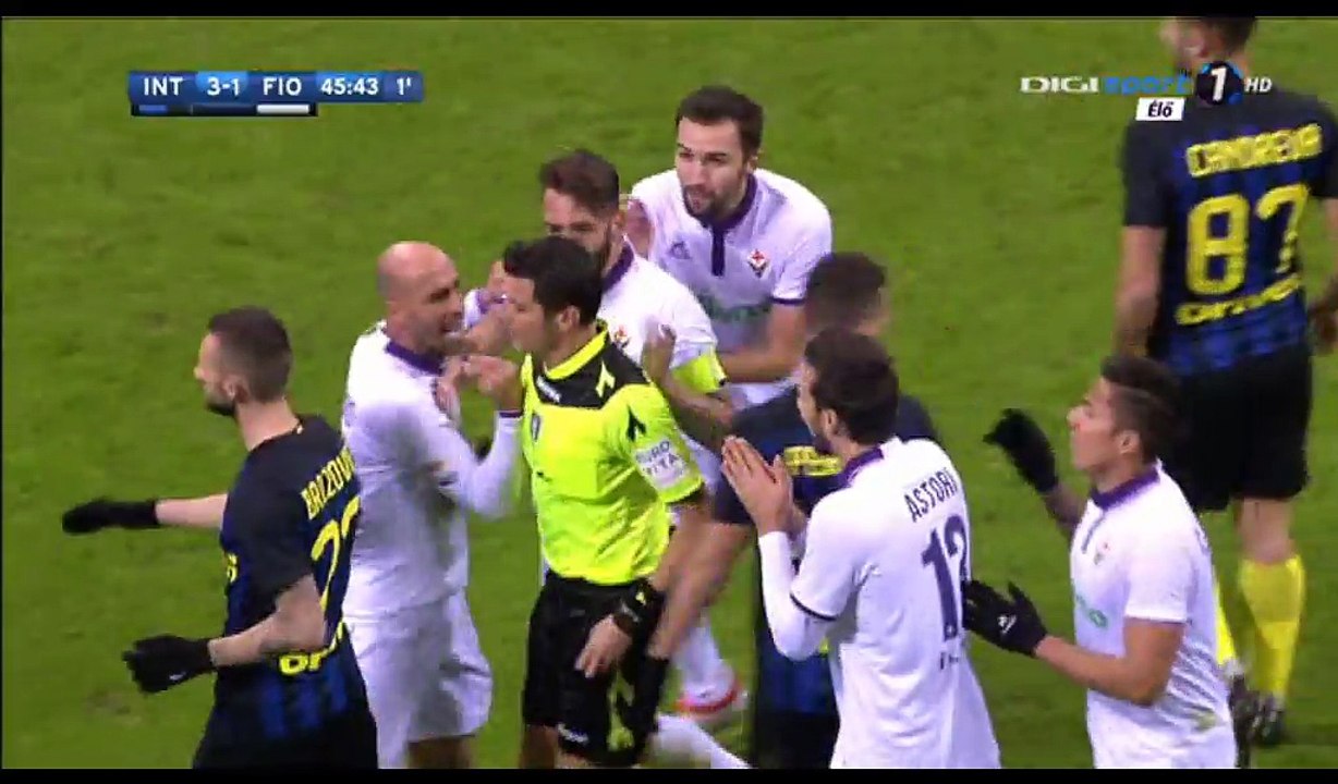 Gonzalo Rodriguez RED CARD HD - Inter 3-1 Fiorentina - 28-11.2016