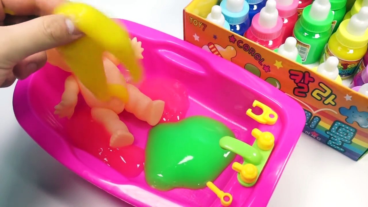 Numbers Counting Baby Doll Colours Slime Bath Time Learn Colors Clay Slime Surprise Toys