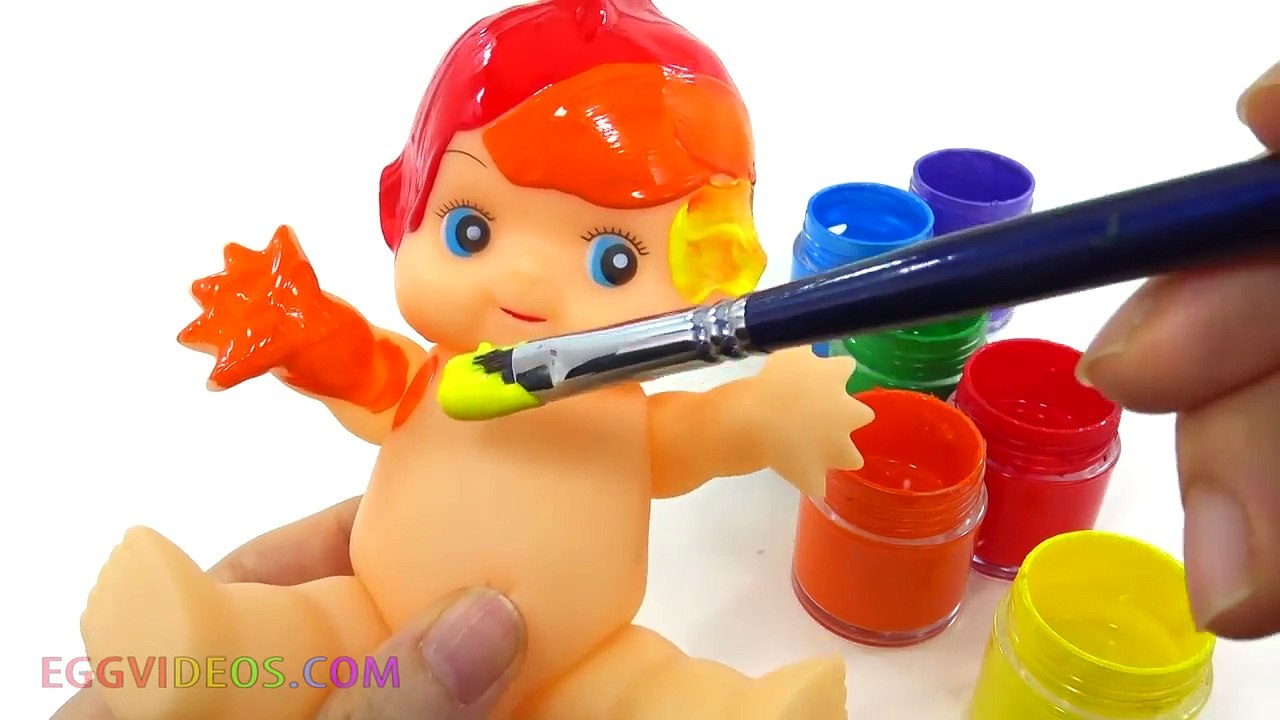 Baby Doll Body Painting Learning Colors Video for Children Finger Family Nursery Rhymes