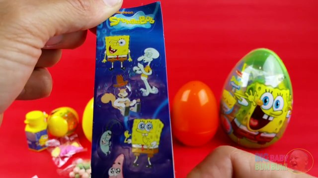Spongebob Surprise Eggs Learn Sizes Big Bigger Biggest! Opening Eggs with Toys and Candy!