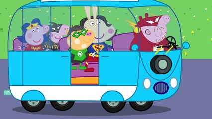 Justice League Pig Wheels On The Bus Go Round and Round