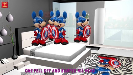 5 Little CAPTAIN AMERICA MICKEY MOUSE Jumping On The Bed & MORE | Nursery Rhymes In 3D Animation