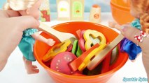 Learn colors names of fruits and vegetables elsa toddler make toy salad velcro wood play food