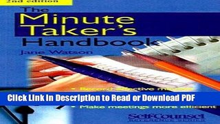 Download The Minute Taker s Handbook (Self-Counsel Reference Series) Free Books