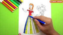 Coloring Pages For Kids With Disney Frozen Elsa And Anna - Learn Colors For Kids
