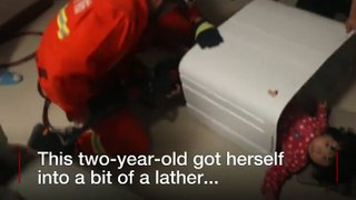 Firefighters rescue 2-year-old kid from evil clutches of washing machine