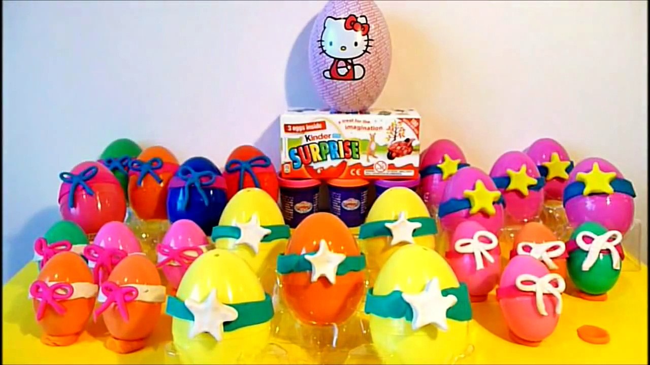 5 Surprise Eggs unboxing Hello Kitty Play-Doh Disney Princess Rapunzel Cinderella HD