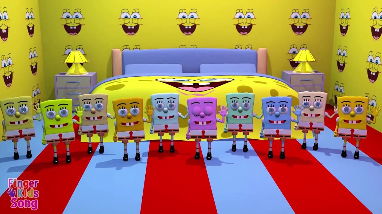 3D Spongebabe Ten In The Bed Nursery Rhyme | Parody Finger Kids Song